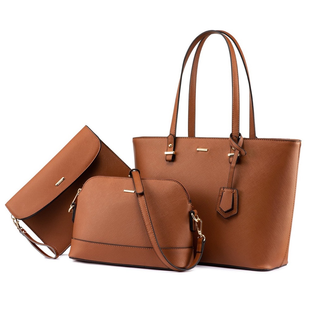 3PCS SET, LARGE SHOULDER BAG + CROSSBODY BAG + CLUTCH